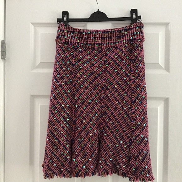 WD.NY Dark pink/ purple multicoloured tweed textured skirt size 4 - Picture 2 of 10